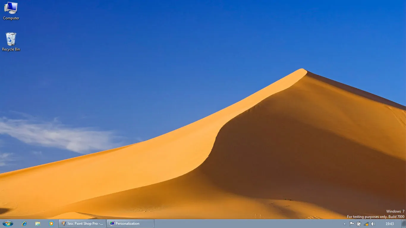 Windows 7 Ultimate clean desktop with desert wallpaper – Microsoft Windows 7 Ultimate digital license